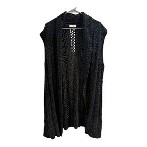 Cato Black Open Knit Chenille Sleeveless Cardigan Vest Plus Size 22/24W